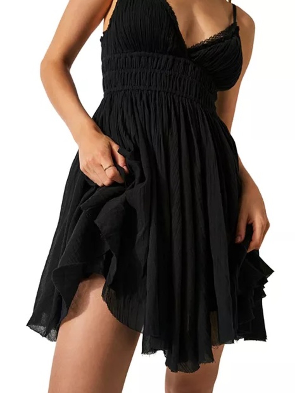 Free People Delia black slip dress